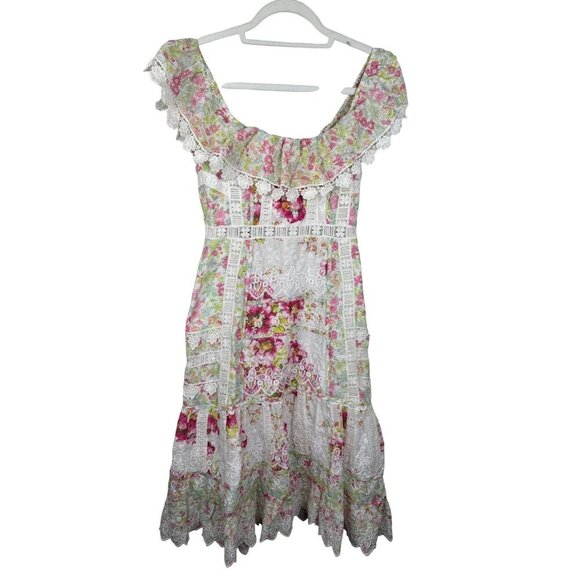 LoveShackFancy Faustine Floral Midi Dress Garden Glow Pink Size 00 NWT - Picture 5 of 8